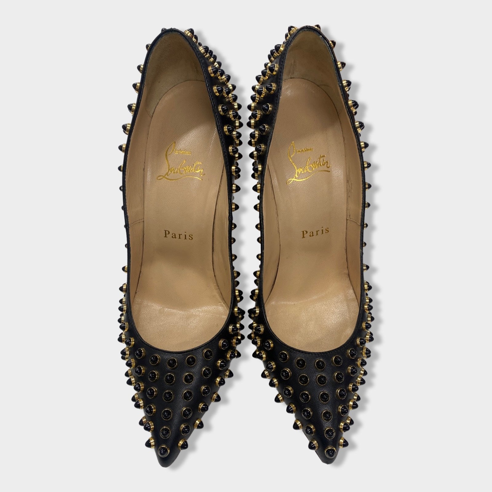 CHRISTIAN LOUBOUTIN black and gold studded pumps Loop Generation