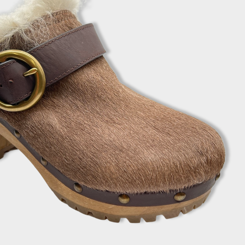 second0hand RALPH LAUREN brown shearling clogs | Size EU40 UK7