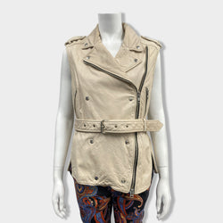 pre-owned ISABEL MARANT ÉTOILE ecru leather belted vest | Size FR36