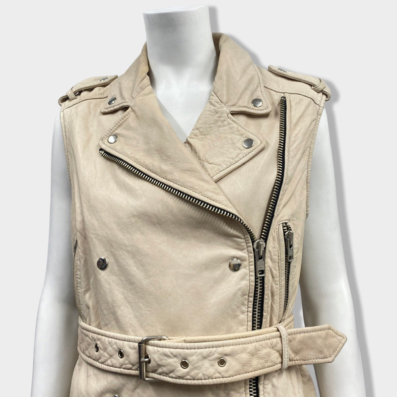 second-hand ISABEL MARANT ÉTOILE ecru leather belted vest | Size FR36