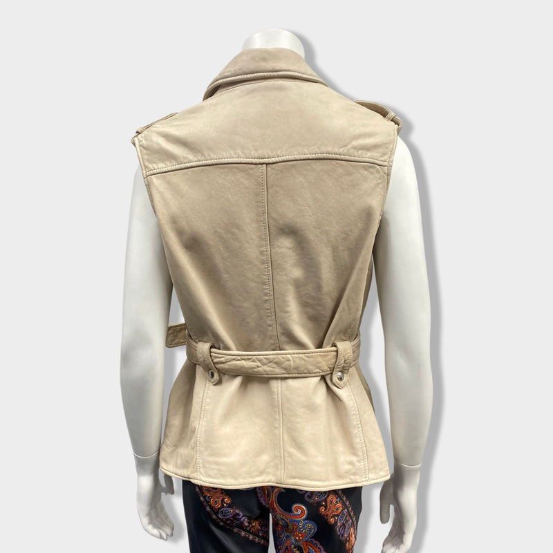 ISABEL MARANT ÉTOILE ecru leather belted vest