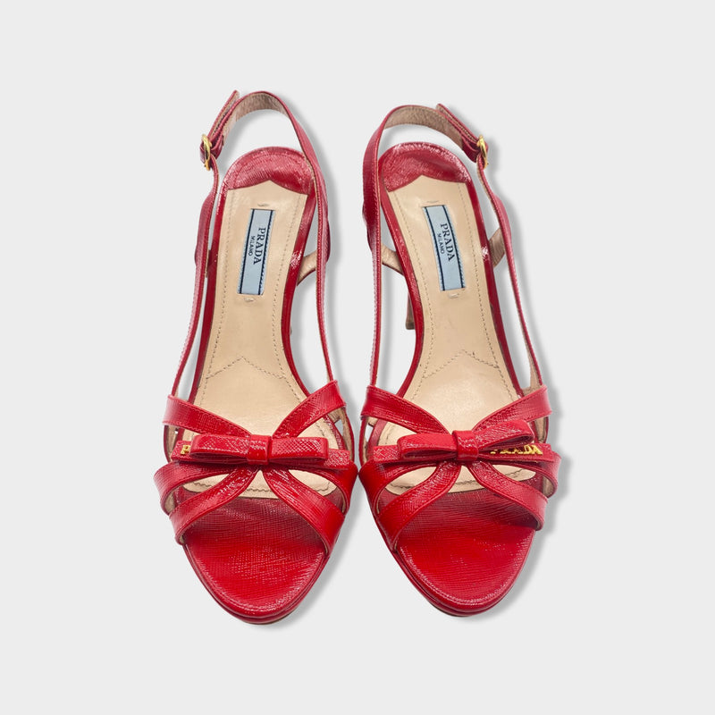 second-hand PRADA red patent leather sandal heels | Size EU37.5 UK4.5