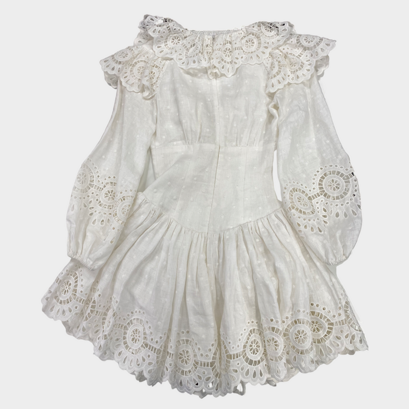 Zimmermann White Linen Embroidery Detail Summer Dress