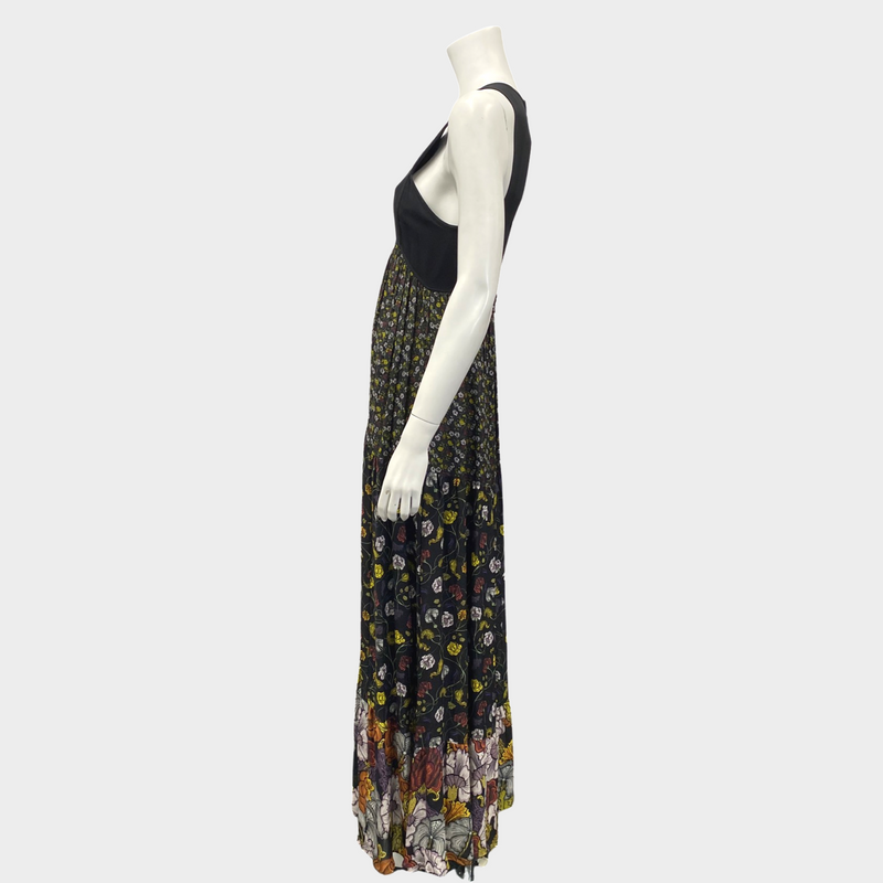 Proenza Schouler Black Silk Long Dress With Floral Print