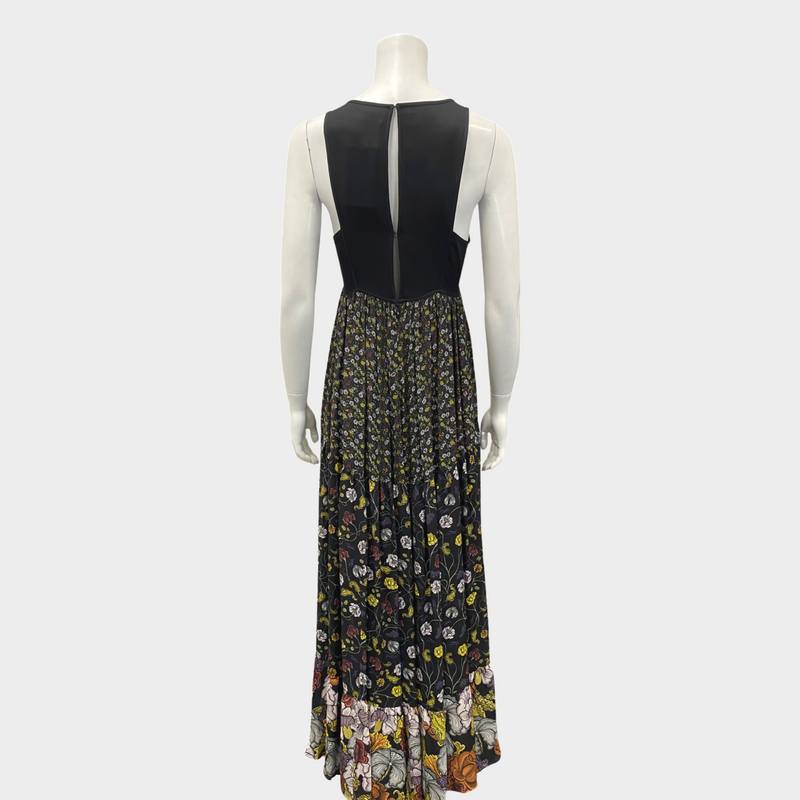 Proenza Schouler Black Silk Long Dress With Floral Print