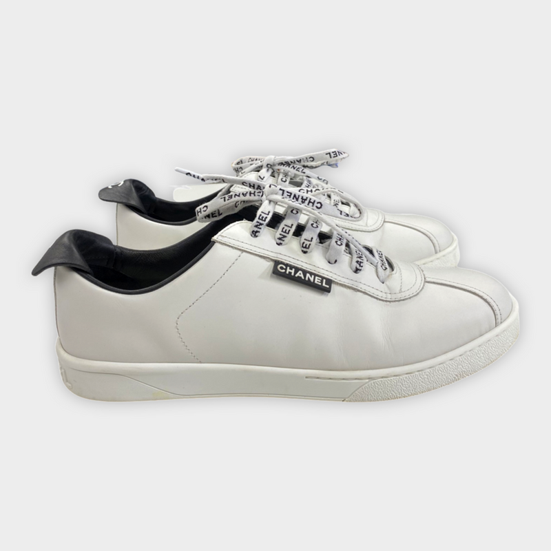 Chanel Women's Black and White Monogram Shoelace Sneakers