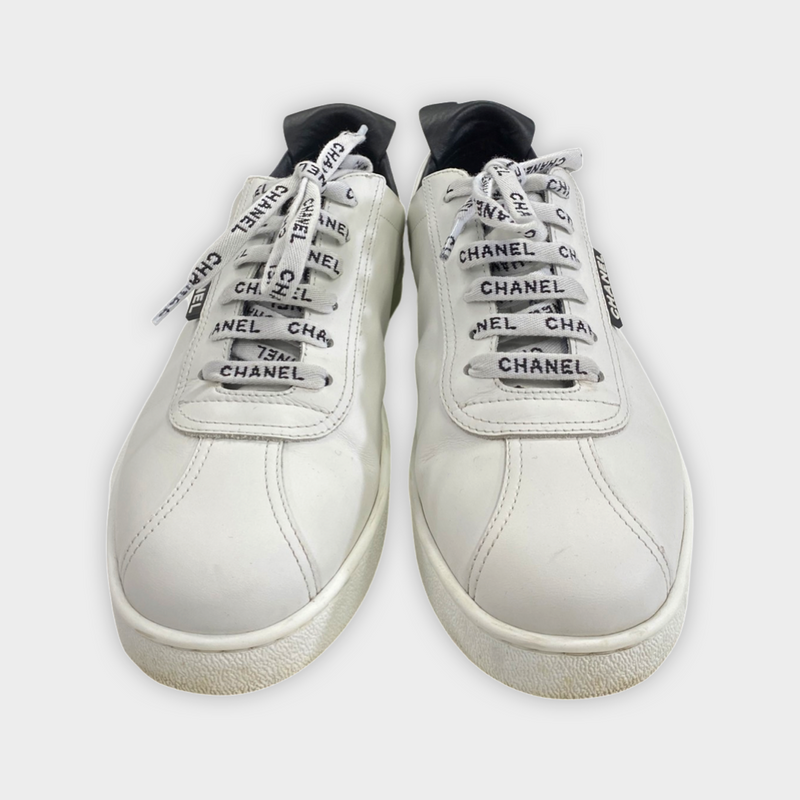 Pre-worn CHANEL white leather sneakers