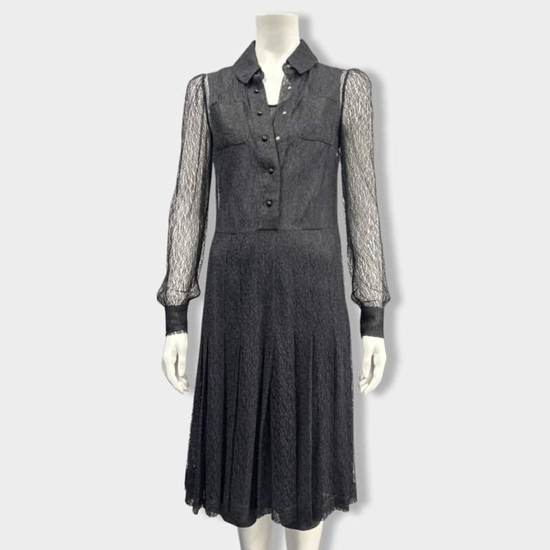 pre-owned YVES SAINT LAURENT black lace dress | Size M