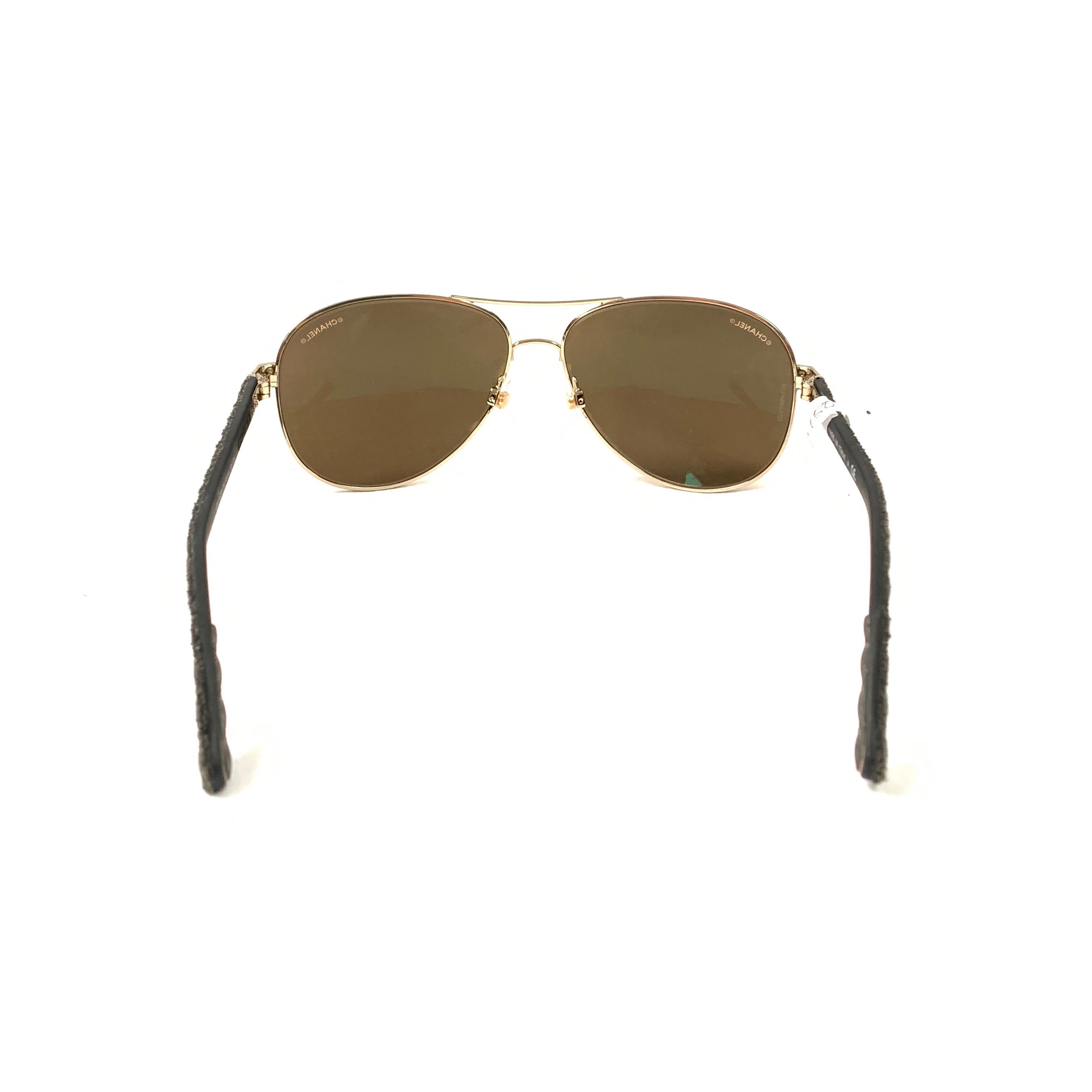 Chanel Black Gold Mirrored Sunglasses - Blue Spinach |