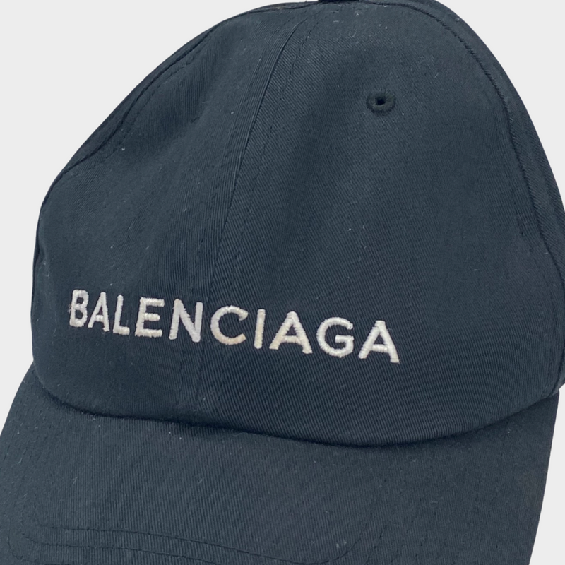 Balenciaga Logo Unisex Dark Navy Cotton Cap