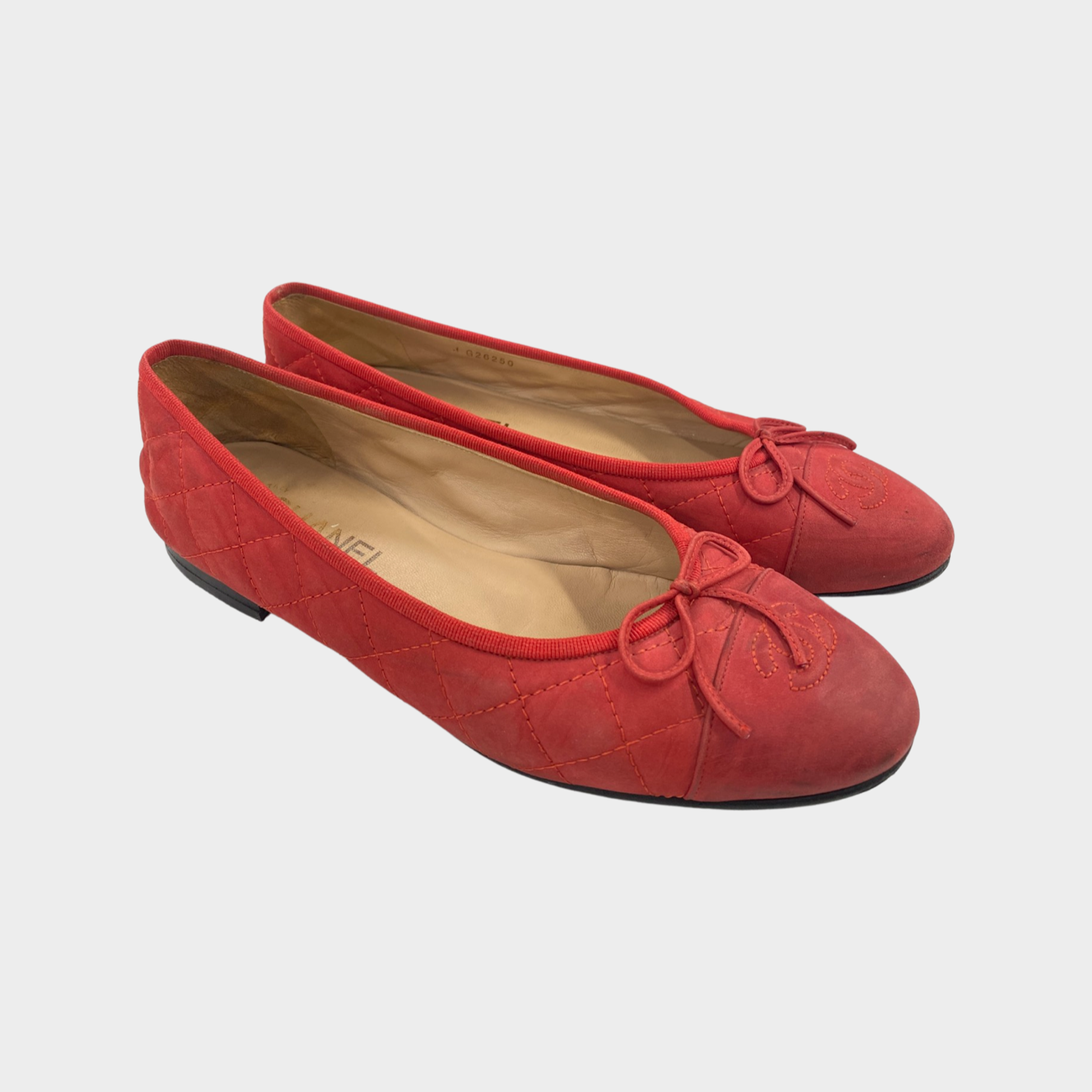 Chanel hot sale red flats