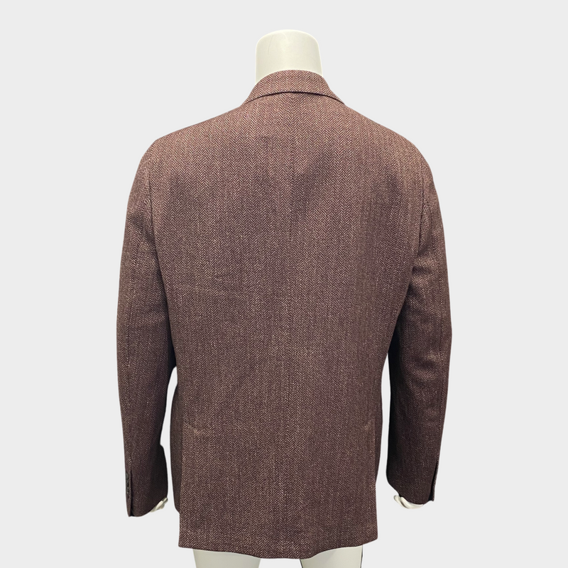 Loro Piana Men's Brown And Burgundy Blend Wool Andorra Jacket