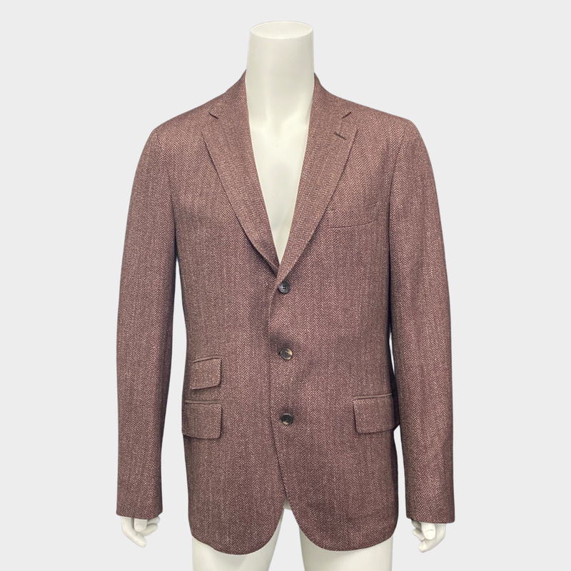 Loro Piana Men's Brown And Burgundy Blend Wool Andorra Jacket