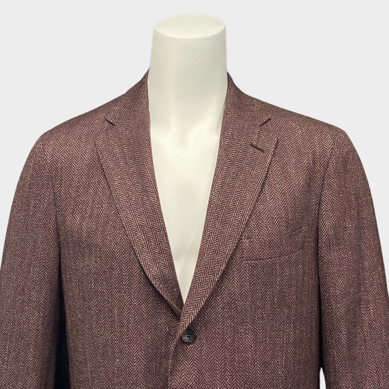 Loro Piana Men's Brown And Burgundy Blend Wool Andorra Jacket