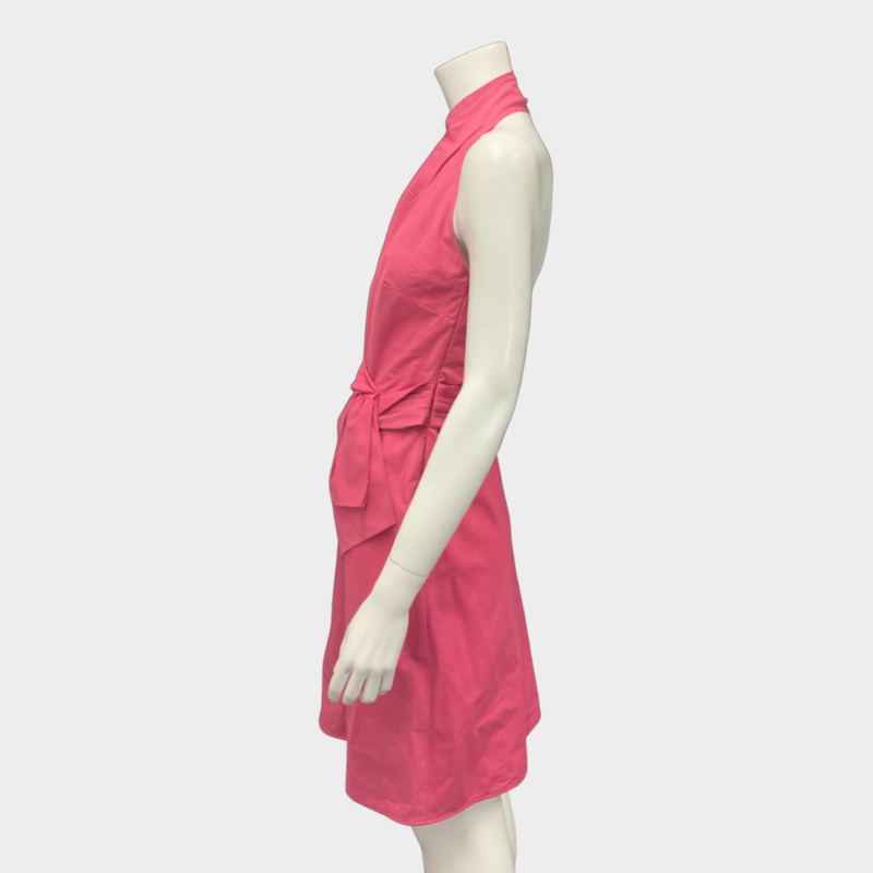 Valentino Pink Cotton Mini Dress With Bow Detail