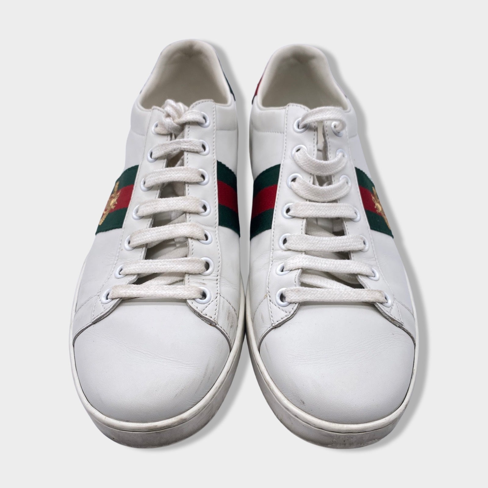 Gucci white hot sale bee trainers