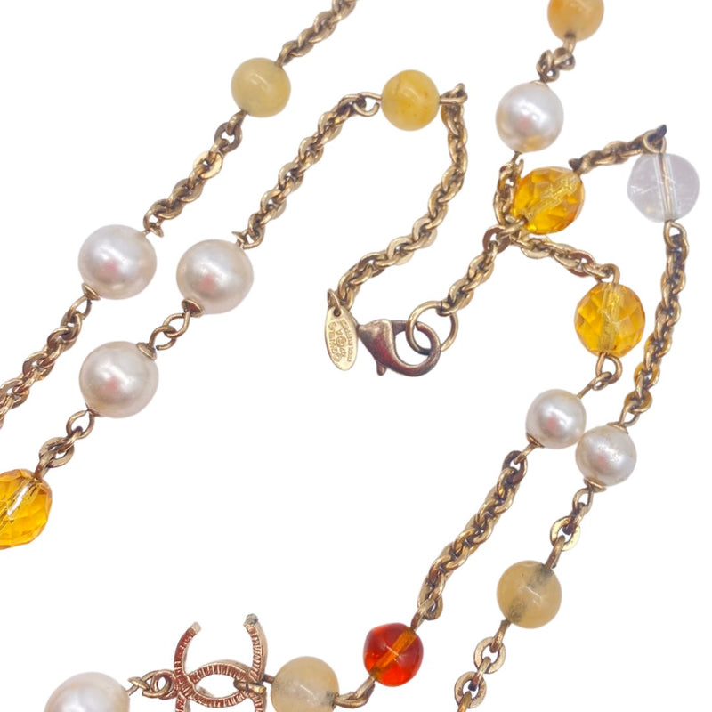 CHANEL CC amber and pearl necklace