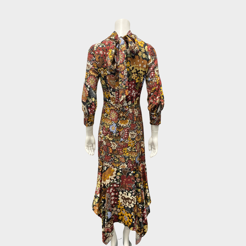 Peter Pilotto ochre multicolour floral print silk dress