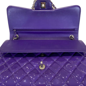 Chanel Purple Patent Leather Jumbo Classic Single Flap Shoulder