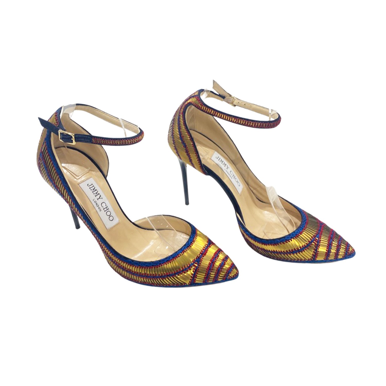 JIMMY CHOO - The LANE heels were made for dancing. In gilt leather, with a  scalloped double ankle strap, they're also seriously flattering—making them  the ideal choice for getting into the groove.