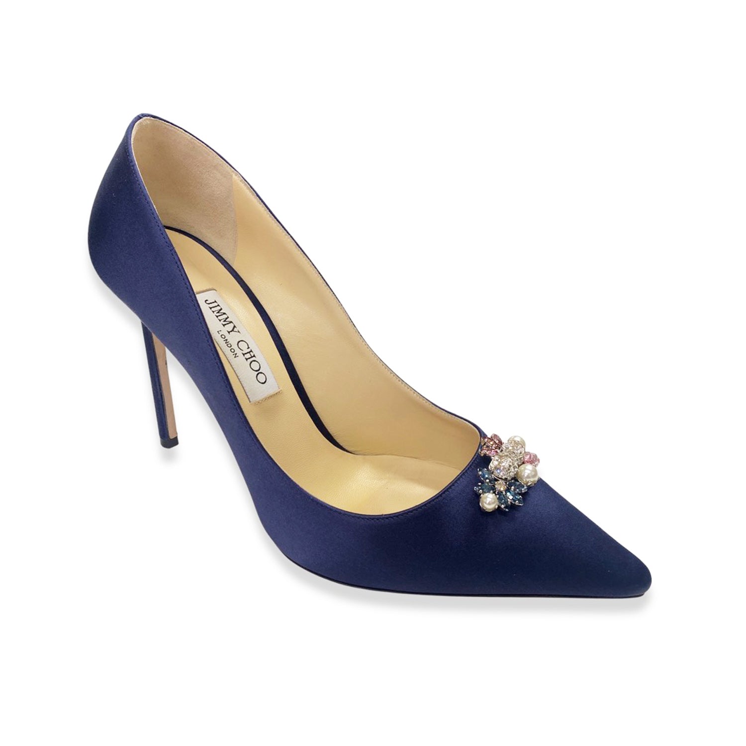 Navy hot sale satin shoes