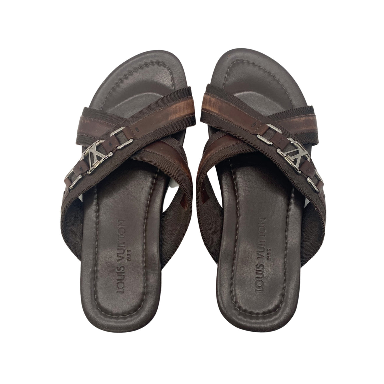 Leather sandals Louis Vuitton Brown size 8.5 UK in Leather - 24528897