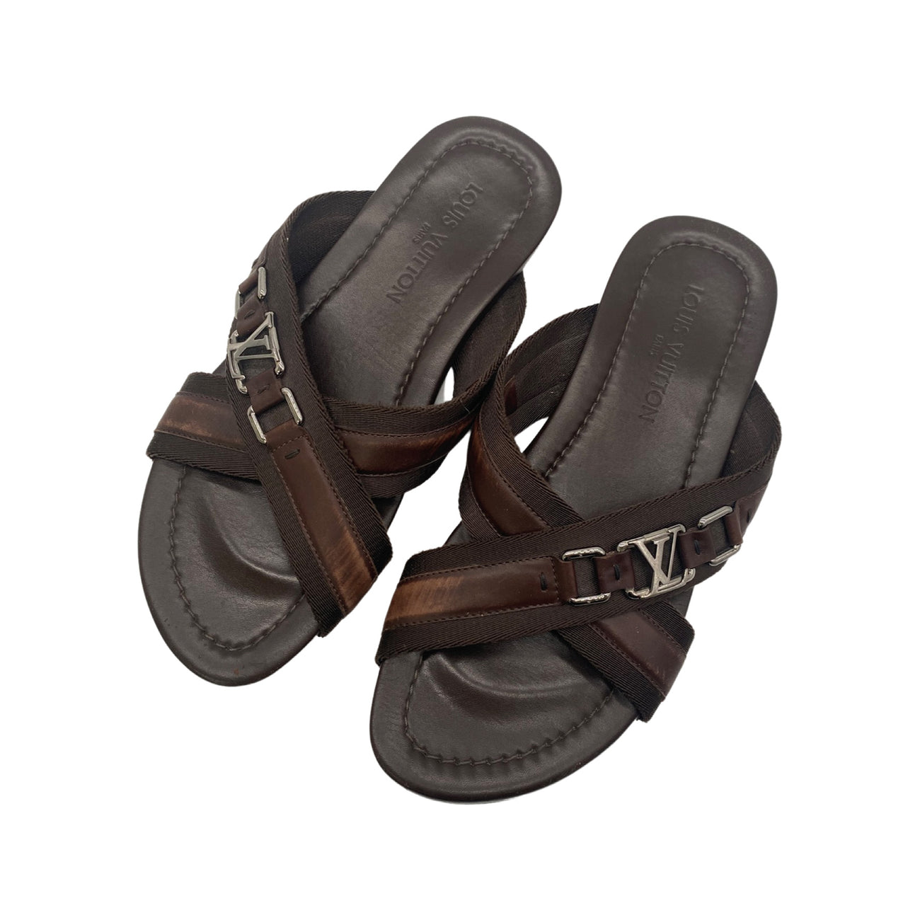 Leather sandals Louis Vuitton Brown size 43 EU in Leather - 32243742