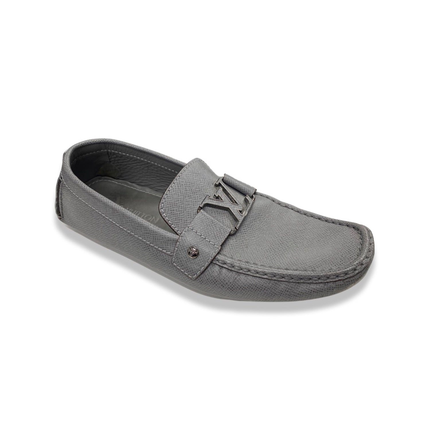 LOUIS VUITTON Monte Carlo grey leather mocassins Size 42.5