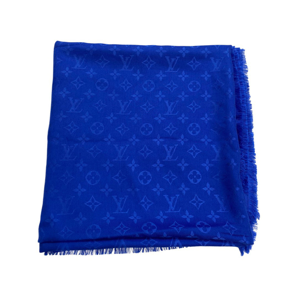 Louis Vuitton Royal Blue Monogram Silk & Wool-blend Shawl