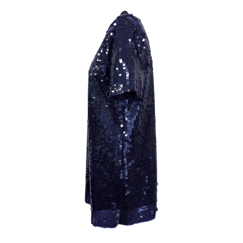 second-hand CARVEN navy sequin embellished mini dress