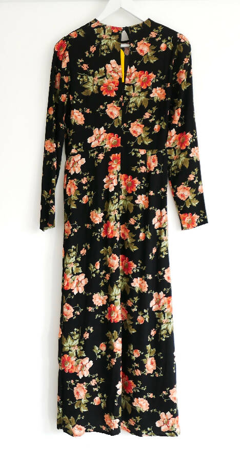 Reformation Jeana Dress Black Floral Long Sleeve MIDI good 8