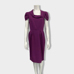 pre-owned OSCAR DE LA RENTA PURPLE WOOLEN DRESS | Size UK8