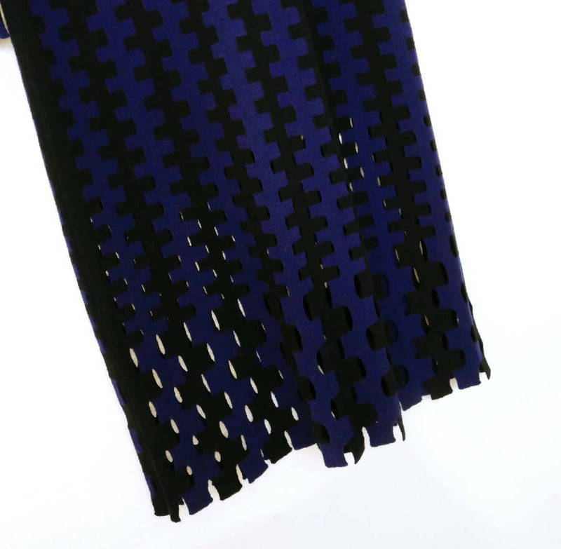 Diane Von Furstenberg women's black and blue geometrical print wool Knitted Midi Dress