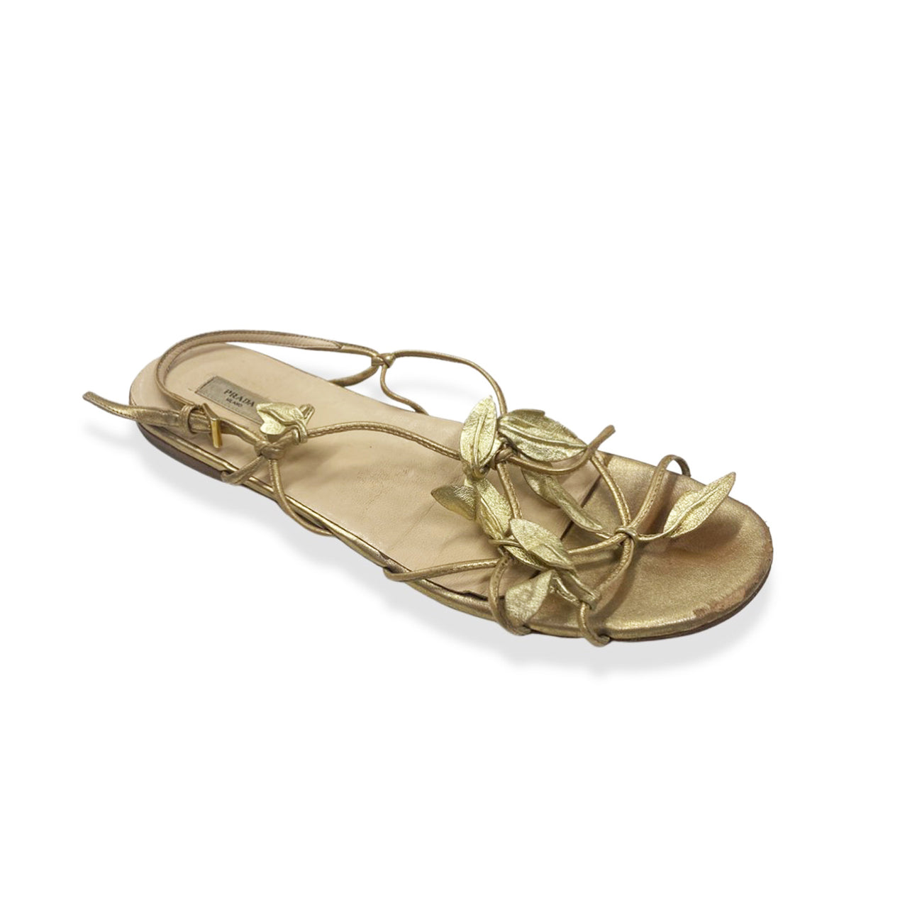 Prada gold discount flat sandals