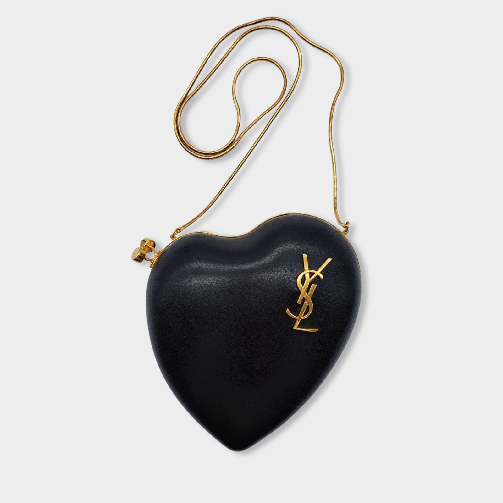 SAINT LAURENT black leather heart bag Loop Generation