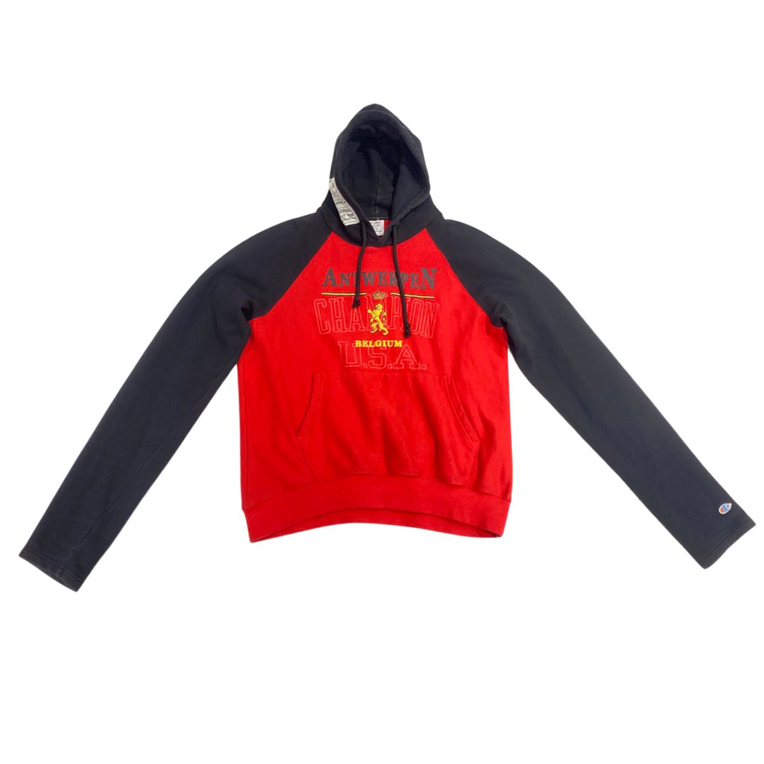 VETEMENTS X CHAMPION Antwerpen black and red cotton hoodie – Loop ...