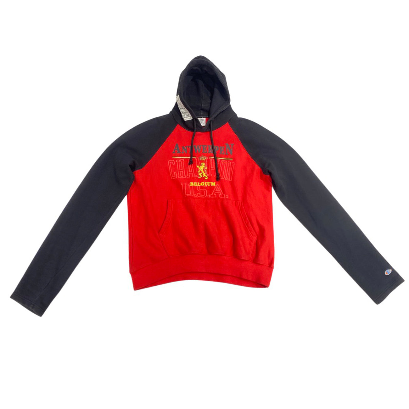 VETEMENTS X CHAMPION Antwerpen black and red cotton hoodie – Loop