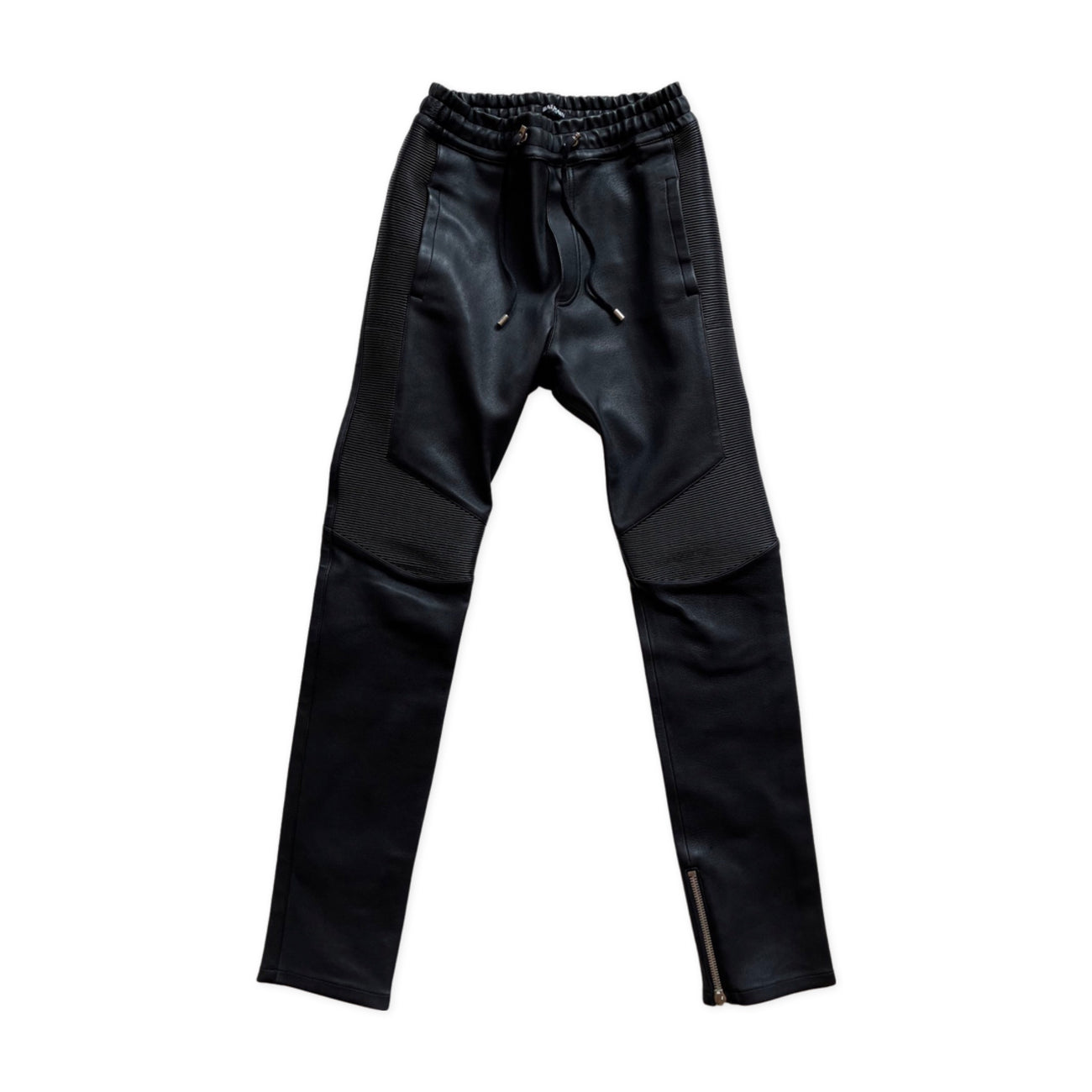 Balmain black leather biker trousers – Loop Generation