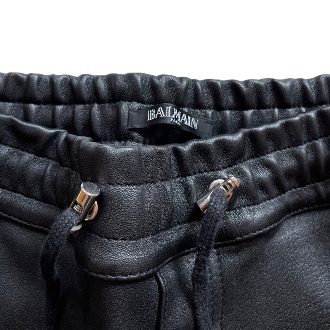 Balmain black leather biker trousers – Loop Generation