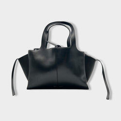 pre-loved CELINE black leather tote bag