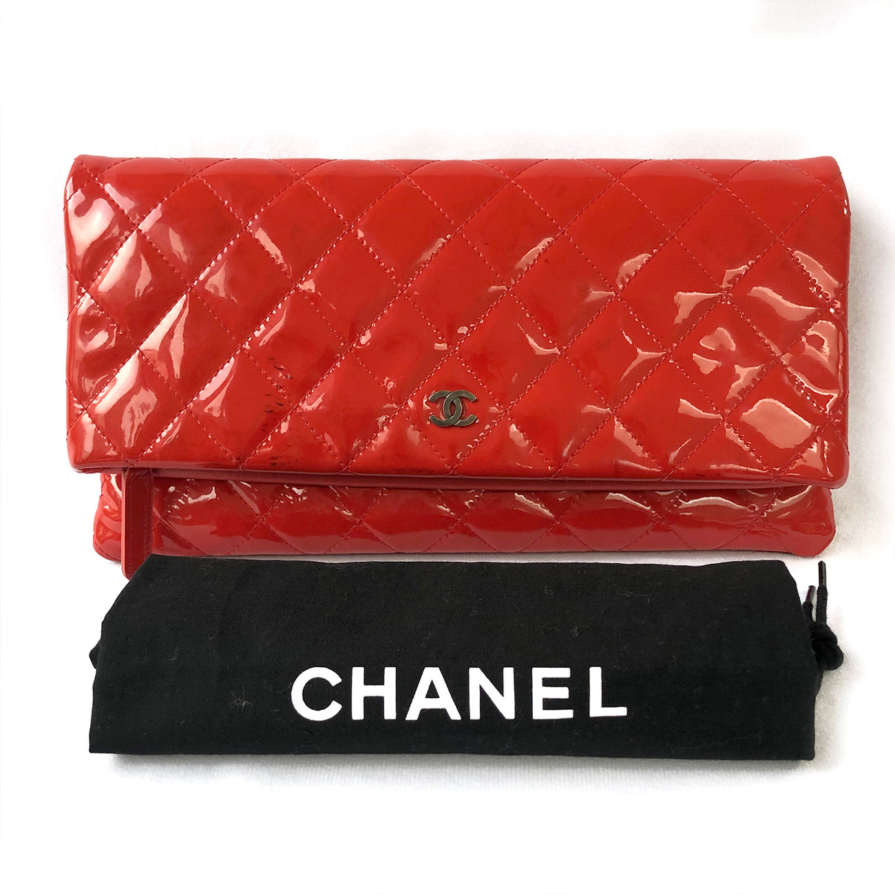 Lot - Unique Red Patent Leather CHANEL Clutch Bag