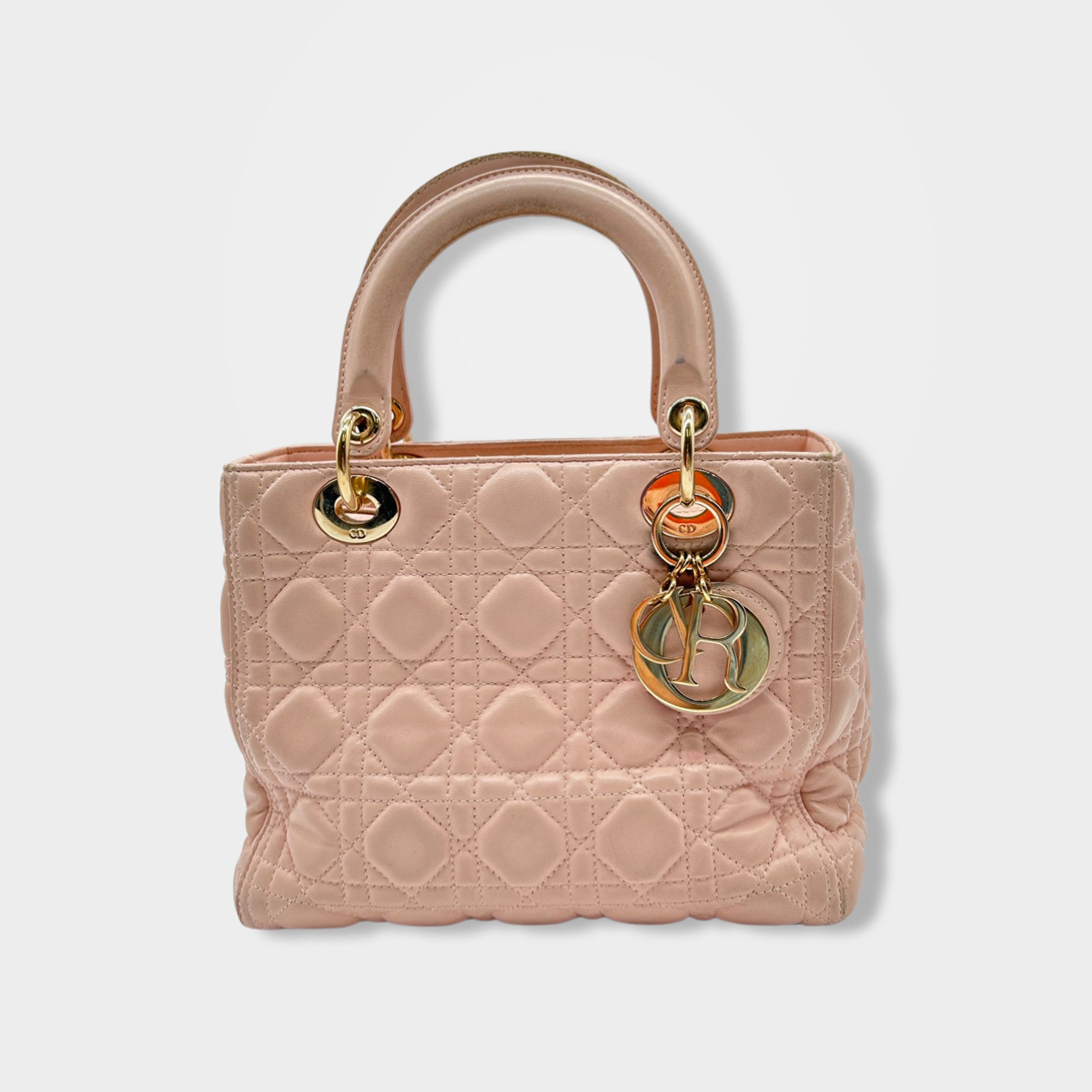 Dior Baby pink cannage lady dior east west leather handbag
