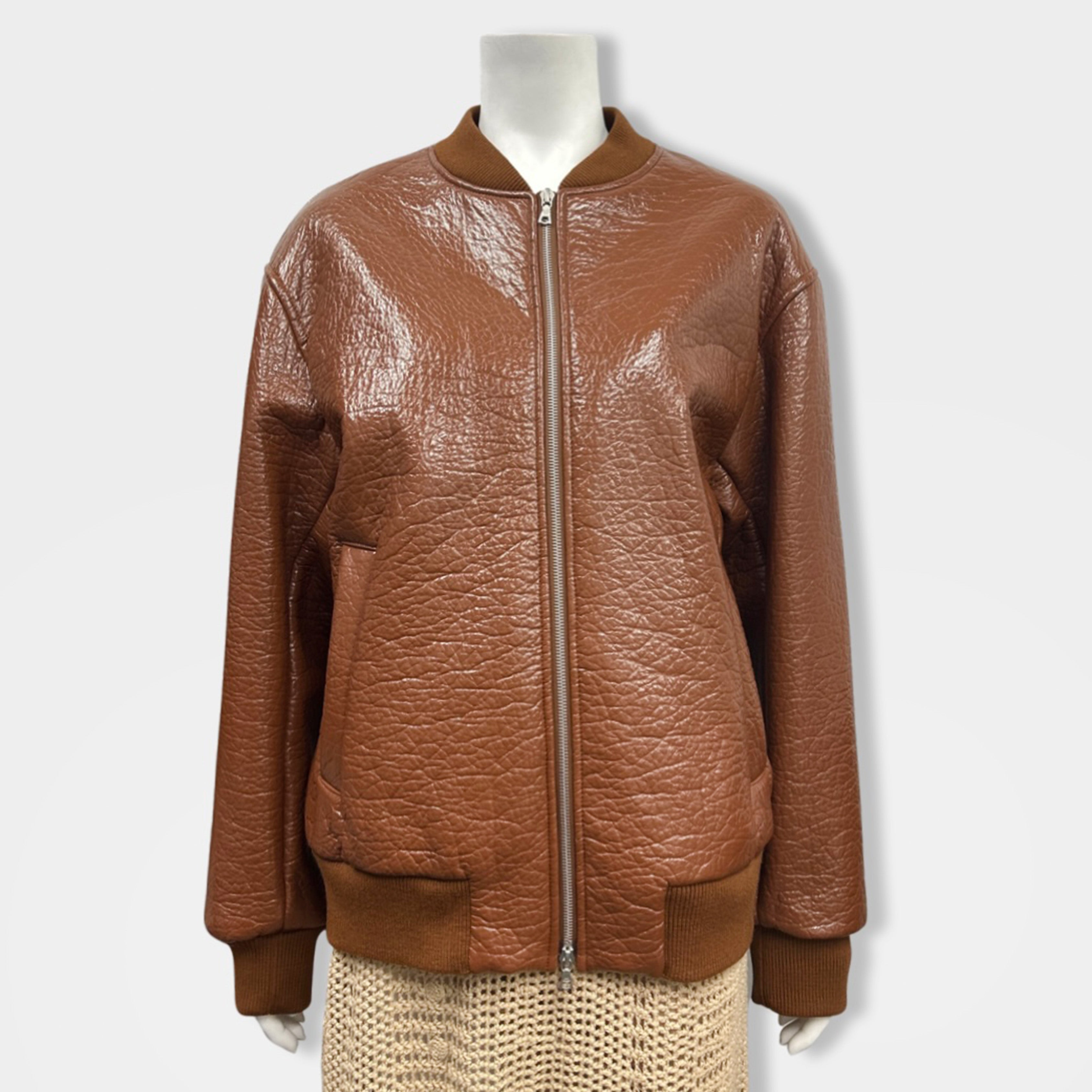 DRIES VAN NOTEN ochre patent leather jacket – Loop Generation