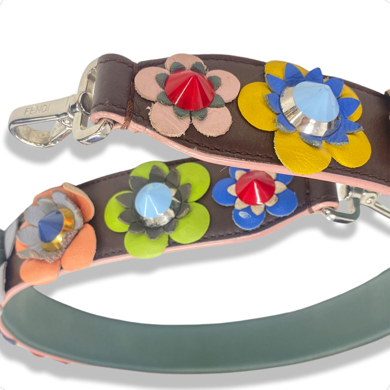 FENDI multicolour leather floral decorated shoulder strap – Loop Generation