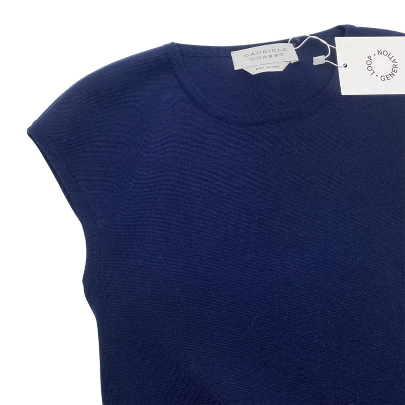 second-hand GABRIELA HEARST navy woolen knit top | Size S