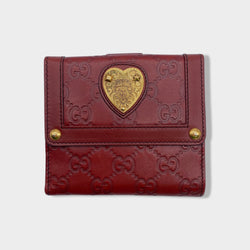 pre-owned GUCCI red monogram leather wallet