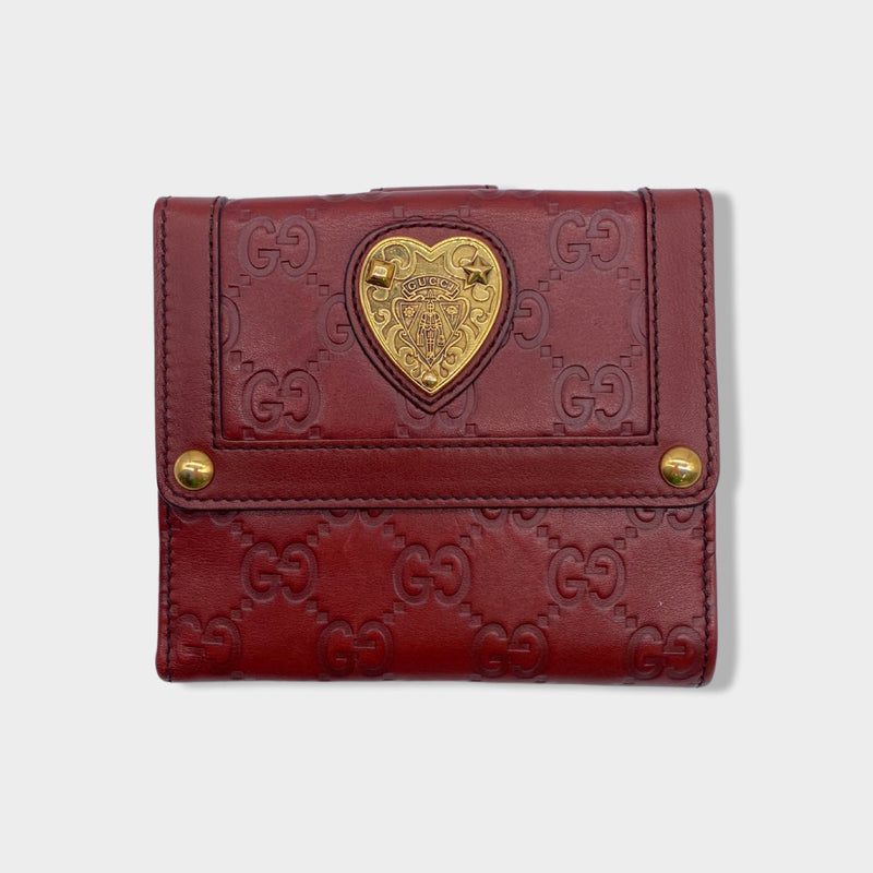 pre-owned GUCCI red monogram leather wallet