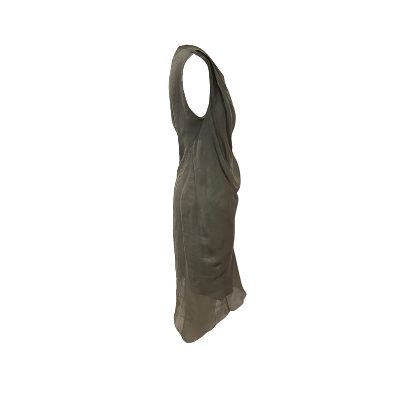 pre-owned Helmut Lang asymmetrical taupe dress | size US2