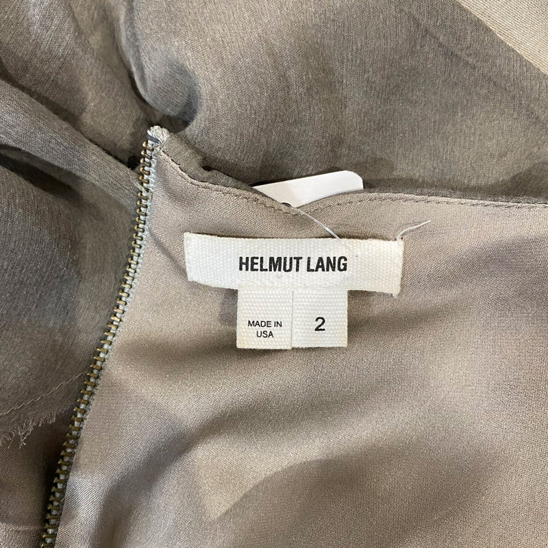 HELMUT LANG mid-length asymmetrical taupe dress | size US2