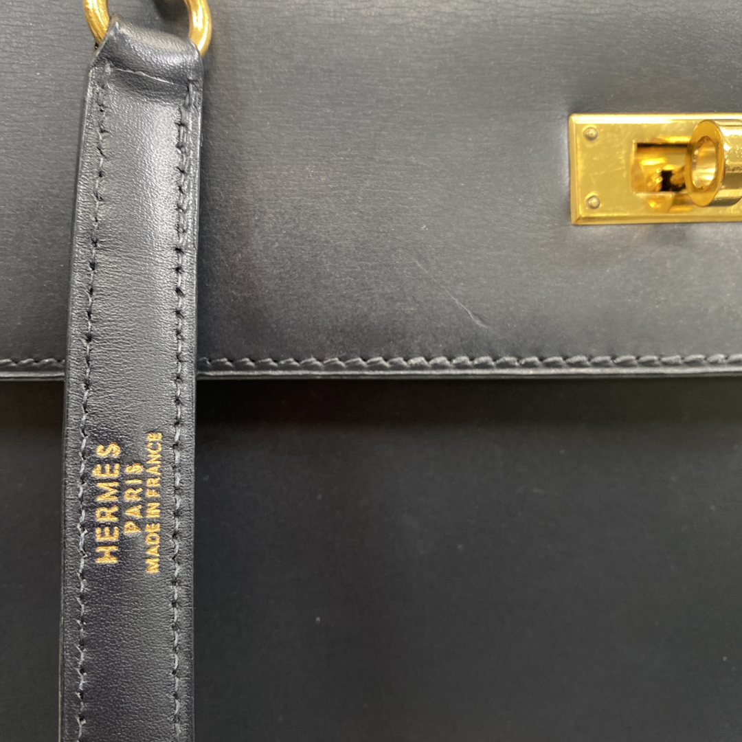 Hermes Kelly Bag 35, box leather in Navy in Germany